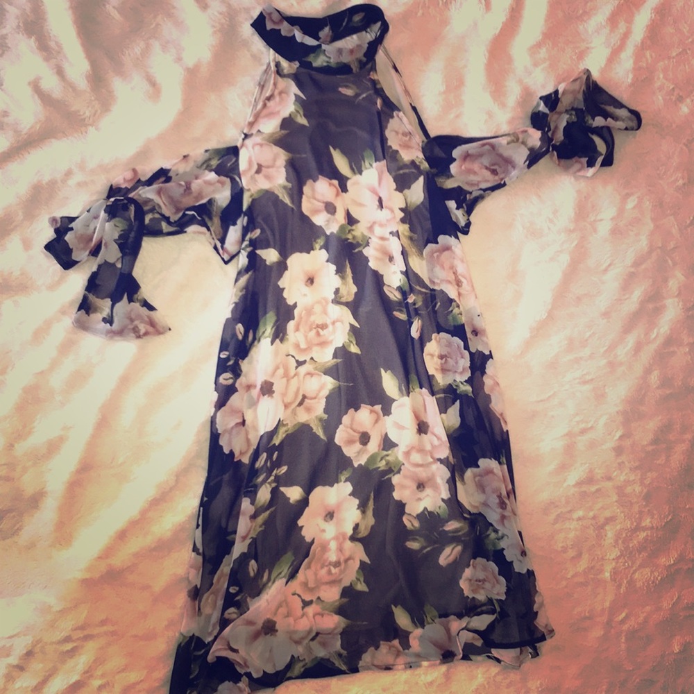 Navy and floral sun dress